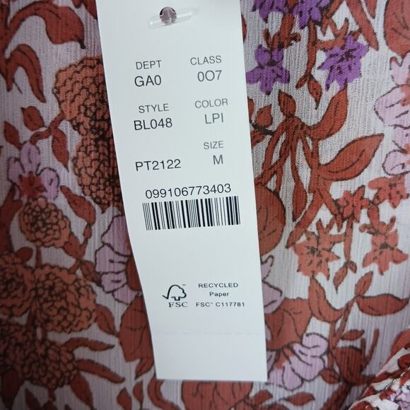 J.Crew SZ M Ruffle Crinkle Chiffon Top in Fête Floral NWT - Picture 5 of 8